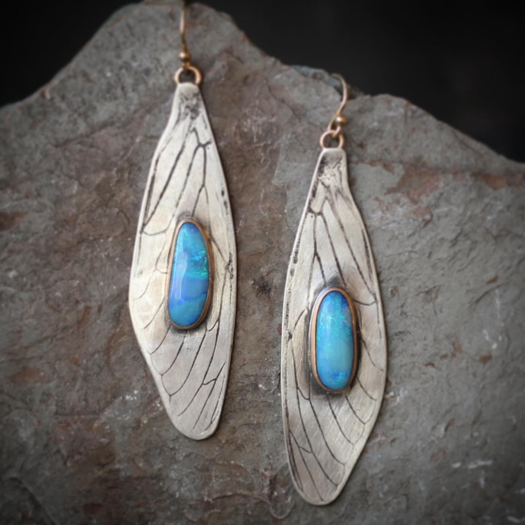 Opalescent Cicada 2024 Earrings | Ethiopian Opals & Pearls