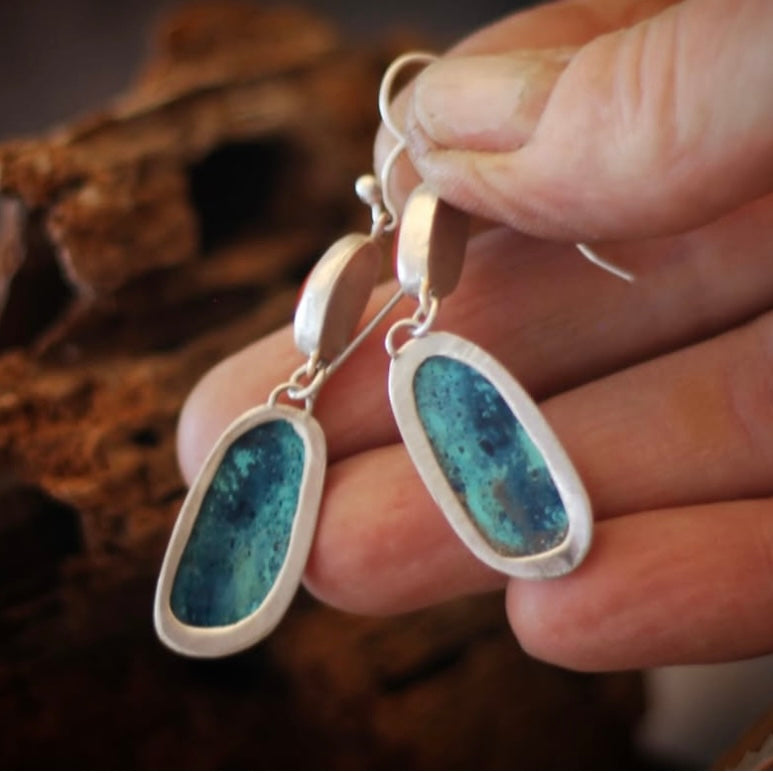 Azurite Malachite and Orange Chalcedony Earrings – Cara Wolff Jewelry